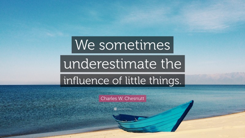 Charles W. Chesnutt Quote: “We sometimes underestimate the influence of little things.”