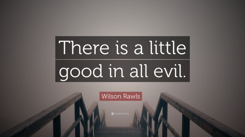 Wilson Rawls Quote: “There is a little good in all evil.”