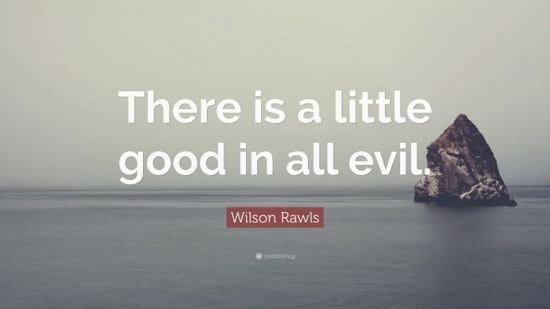 Wilson Rawls Quote: “There is a little good in all evil.”