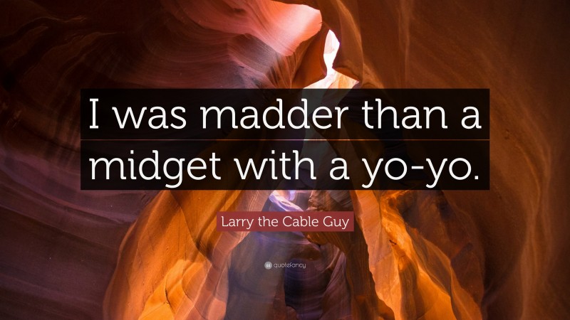 Larry the Cable Guy Quote: “I was madder than a midget with a yo-yo.”