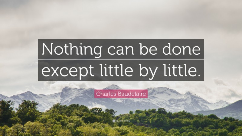 Charles Baudelaire Quote: “Nothing can be done except little by little.”