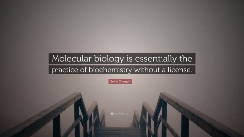 Erwin Chargaff Quote: “Molecular biology is essentially the practice of biochemistry without a license.”