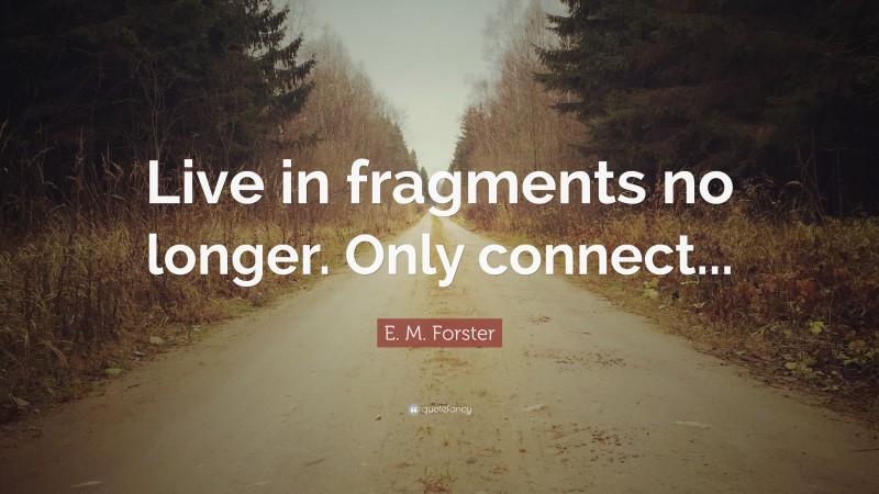 E. M. Forster Quote: “Live in fragments no longer. Only connect...”