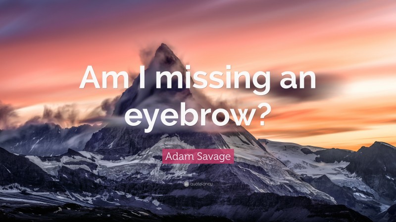 Adam Savage Quote: “Am I missing an eyebrow?”