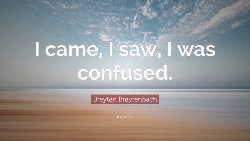 Breyten Breytenbach Quote: “I came, I saw, I was confused.”