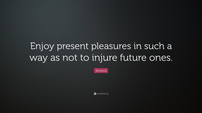 Seneca Quote: “Enjoy present pleasures in such a way as not to injure future ones.”