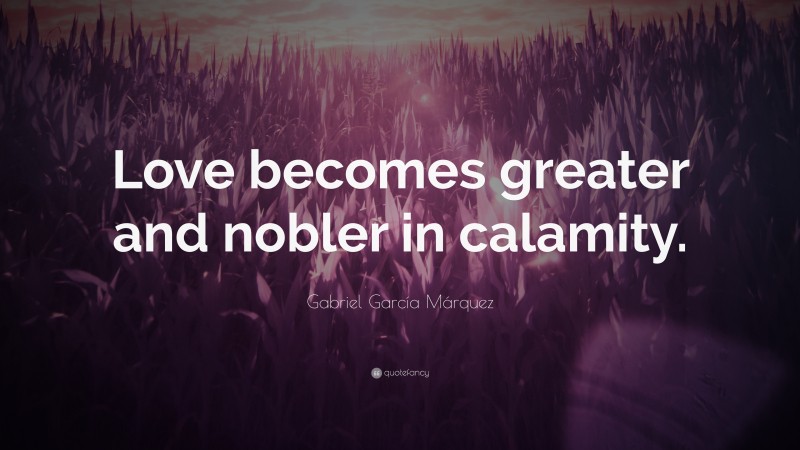 Gabriel Garcí­a Márquez Quote: “Love becomes greater and nobler in calamity.”