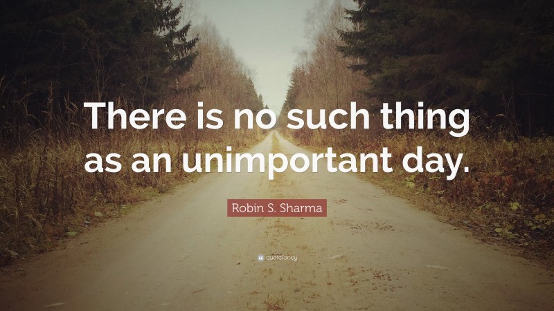 Robin S. Sharma Quote: “There is no such thing as an unimportant day.”