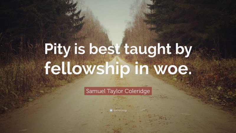 Samuel Taylor Coleridge Quote: “Pity is best taught by fellowship in woe.”