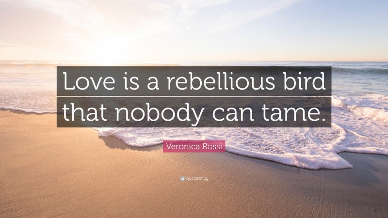 Veronica Rossi Quote: “Love is a rebellious bird that nobody can tame.”