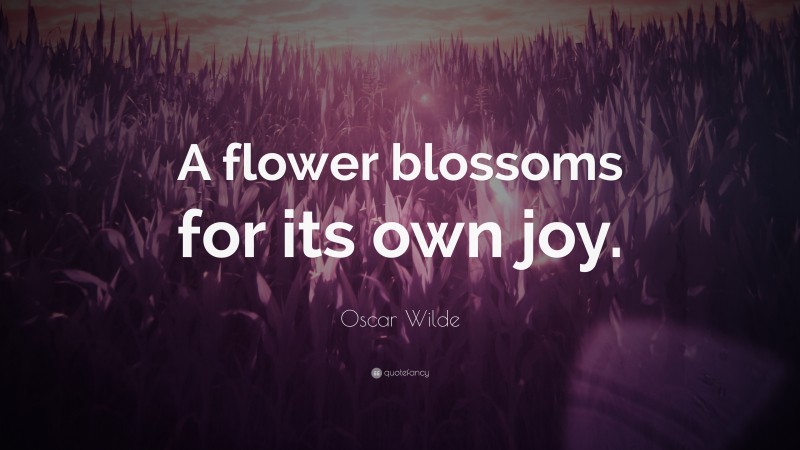 Oscar Wilde Quote: “A flower blossoms for its own joy.”