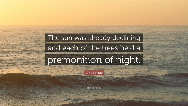 E. M. Forster Quote: “The sun was already declining and each of the trees held a premonition of night.”