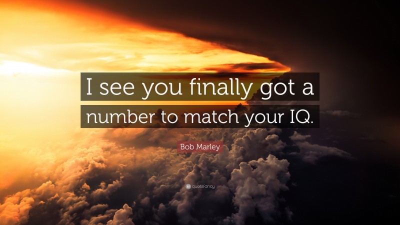 Bob Marley Quote: “I see you finally got a number to match your IQ.”