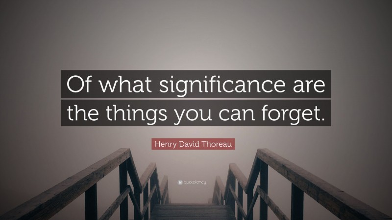 Henry David Thoreau Quote: “Of what significance are the things you can forget.”