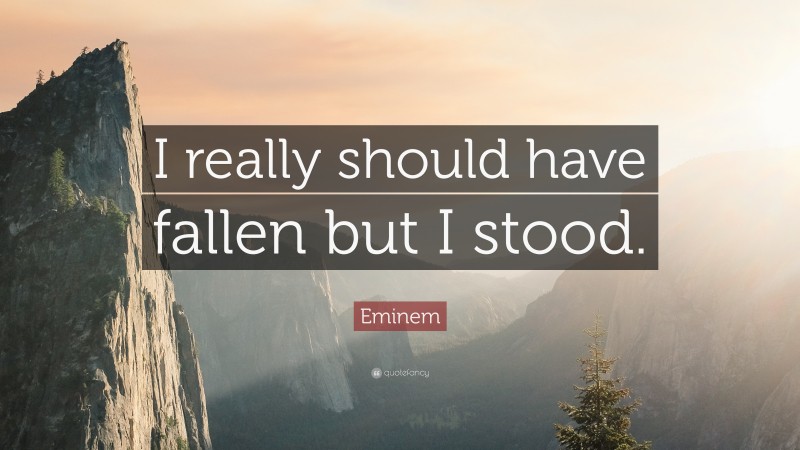 Eminem Quote: “I really should have fallen but I stood.”