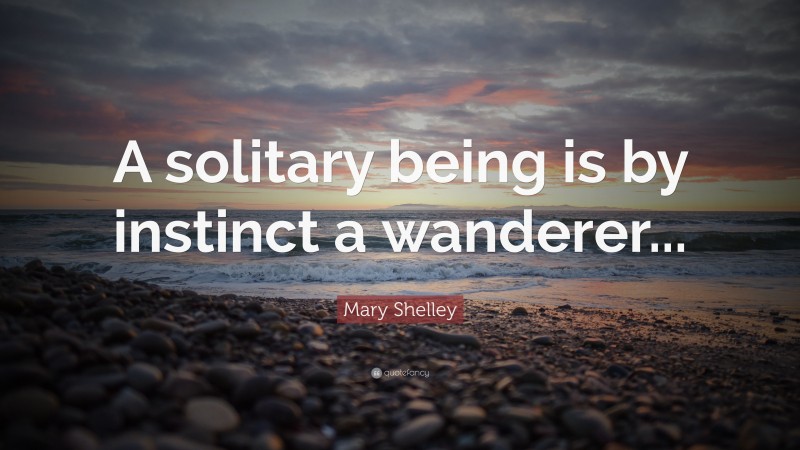 Mary Shelley Quote: “A solitary being is by instinct a wanderer...”