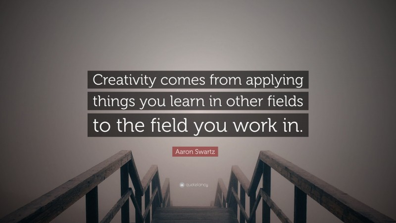 Aaron Swartz Quote: “Creativity comes from applying things you learn in other fields to the field you work in.”