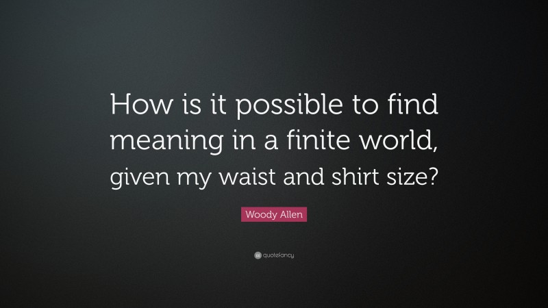 Woody Allen Quote: “How is it possible to find meaning in a finite world, given my waist and shirt size?”