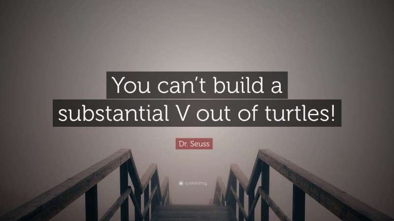 Dr. Seuss Quote: “You can’t build a substantial V out of turtles!”