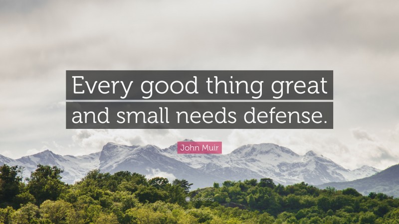 John Muir Quote: “Every good thing great and small needs defense.”