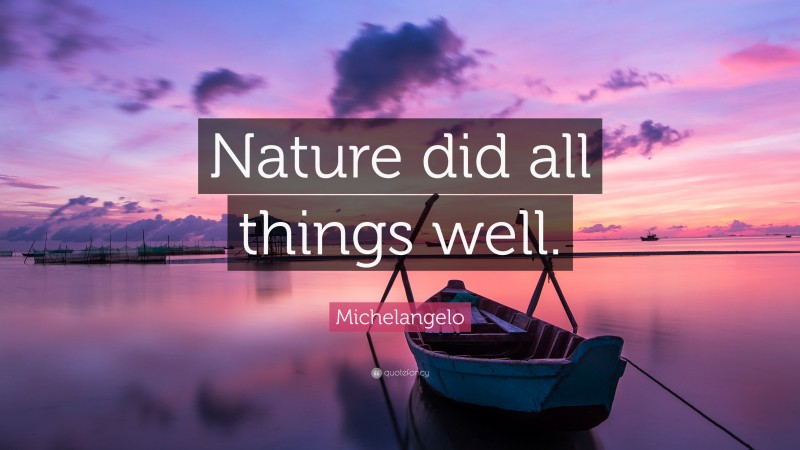 Michelangelo Quote: “Nature did all things well.”