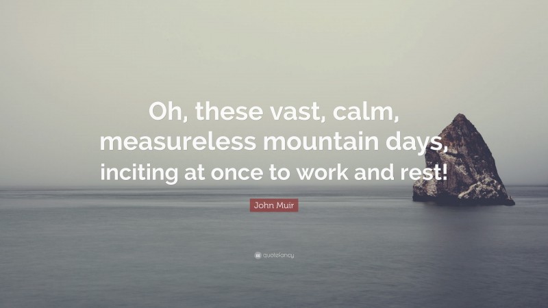 John Muir Quote: “Oh, these vast, calm, measureless mountain days, inciting at once to work and rest!”