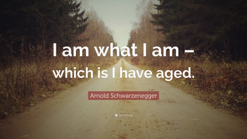 Arnold Schwarzenegger Quote: “I am what I am – which is I have aged.”