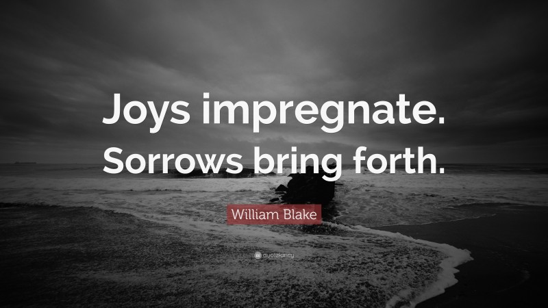 William Blake Quote: “Joys impregnate. Sorrows bring forth.”