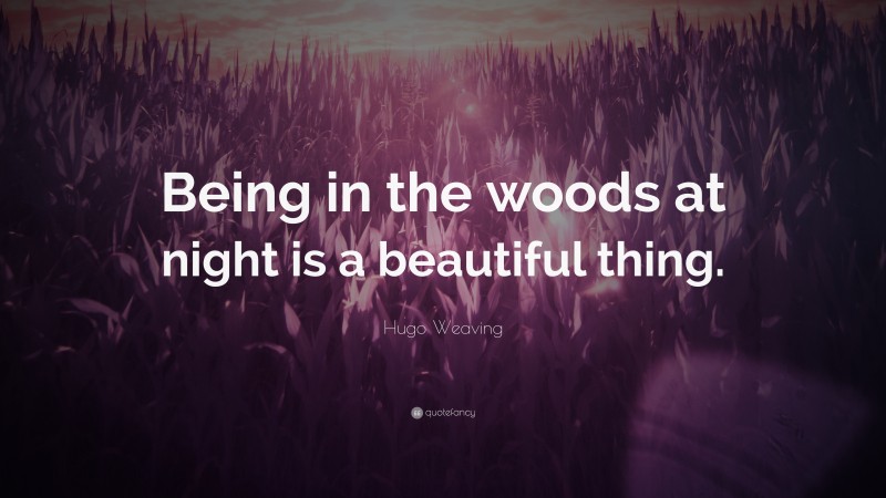 Hugo Weaving Quote: “Being in the woods at night is a beautiful thing.”