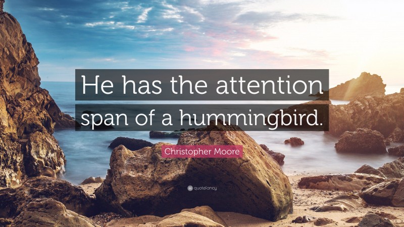 Christopher Moore Quote: “He has the attention span of a hummingbird.”
