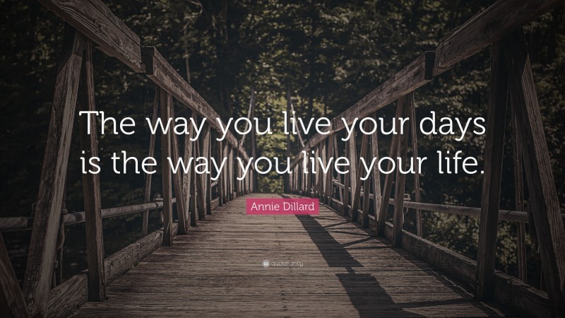 Annie Dillard Quote: “The way you live your days is the way you live your life.”