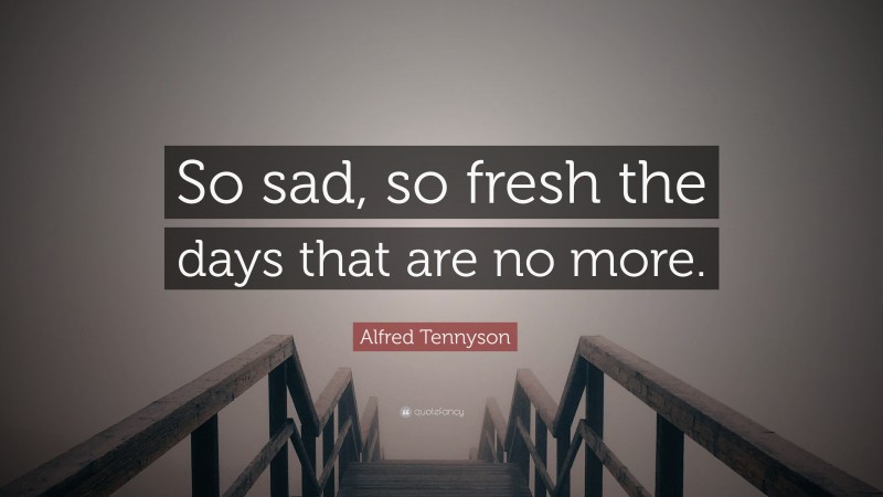 Alfred Tennyson Quote: “So sad, so fresh the days that are no more.”