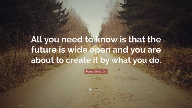 Pema Chödrön Quote: “All you need to know is that the future is wide open and you are about to create it by what you do.”