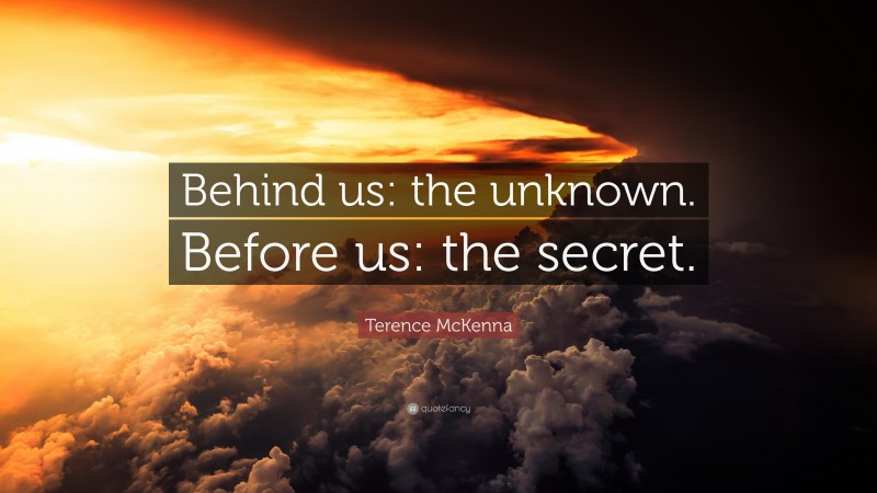 Terence McKenna Quote: “Behind us: the unknown. Before us: the secret.”