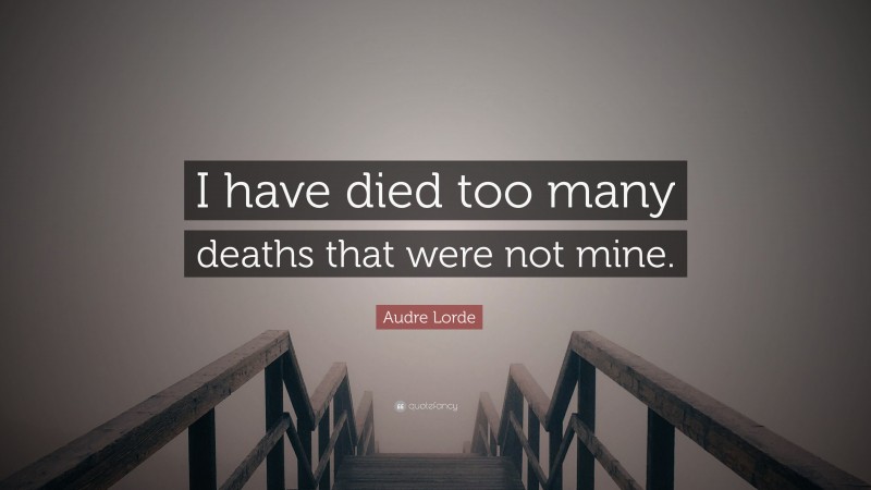 Audre Lorde Quote: “I have died too many deaths that were not mine.”
