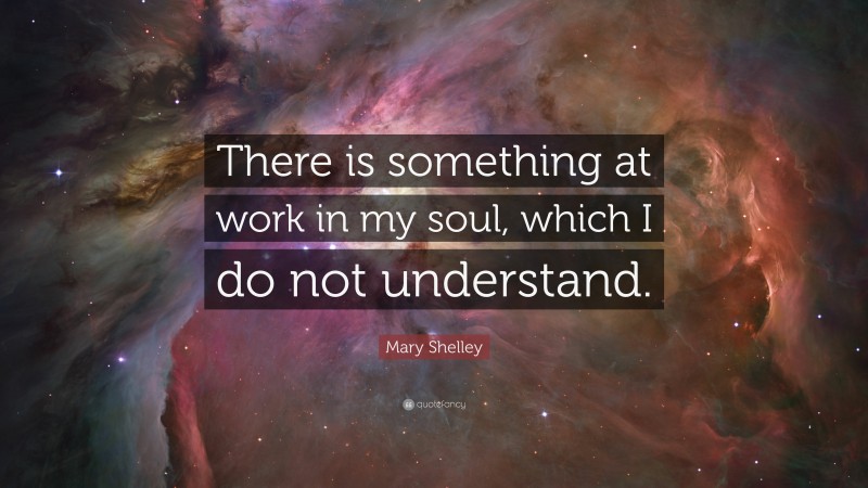 Mary Shelley Quote: “There is something at work in my soul, which I do not understand.”