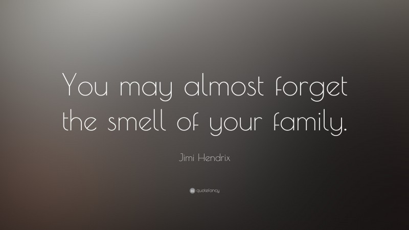 Jimi Hendrix Quote: “You may almost forget the smell of your family.”