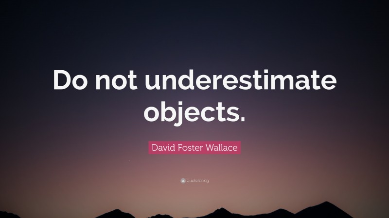 David Foster Wallace Quote: “Do not underestimate objects.”
