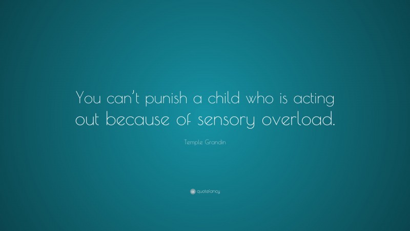 Temple Grandin Quote: “You can’t punish a child who is acting out because of sensory overload.”