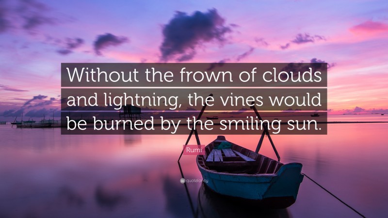 Rumi Quote: “Without the frown of clouds and lightning, the vines would be burned by the smiling sun.”