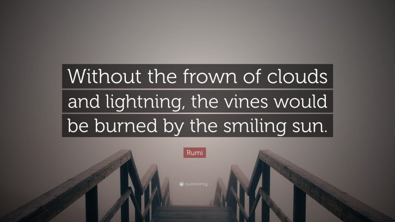 Rumi Quote: “Without the frown of clouds and lightning, the vines would be burned by the smiling sun.”