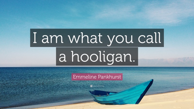 Emmeline Pankhurst Quote: “I am what you call a hooligan.”