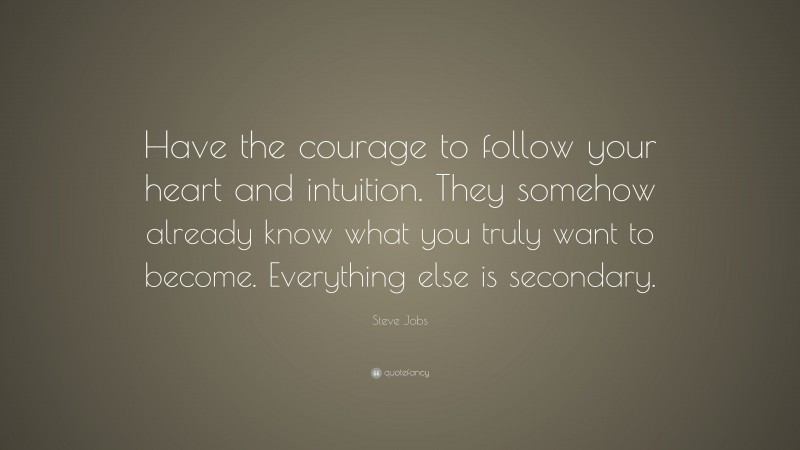 Steve Jobs Quote: “Have the courage to follow your heart and intuition ...