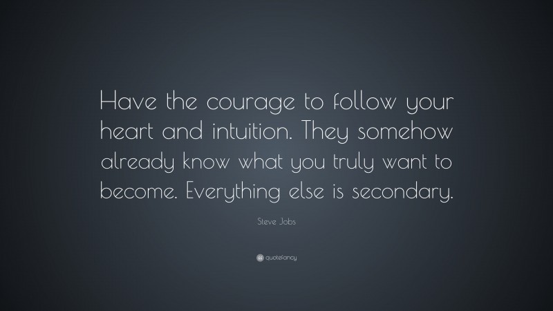 Steve Jobs Quote: “Have the courage to follow your heart and intuition ...