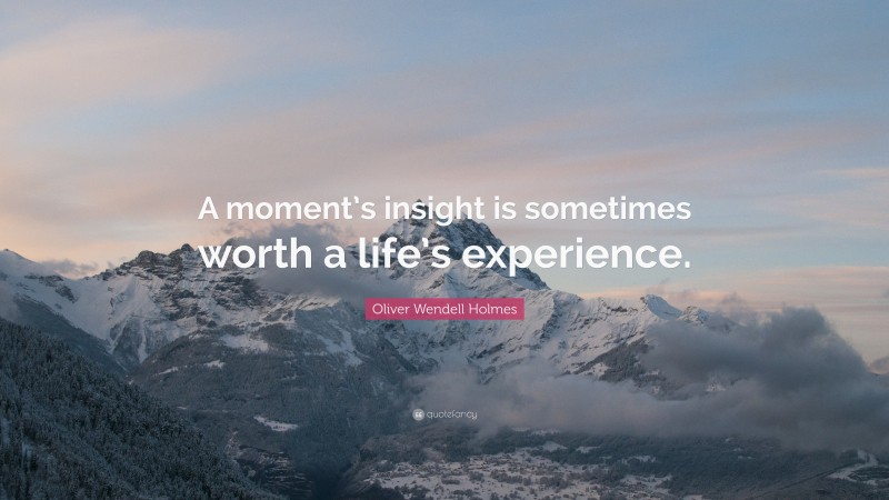 Oliver Wendell Holmes Quote: “A moment’s insight is sometimes worth a life’s experience.”