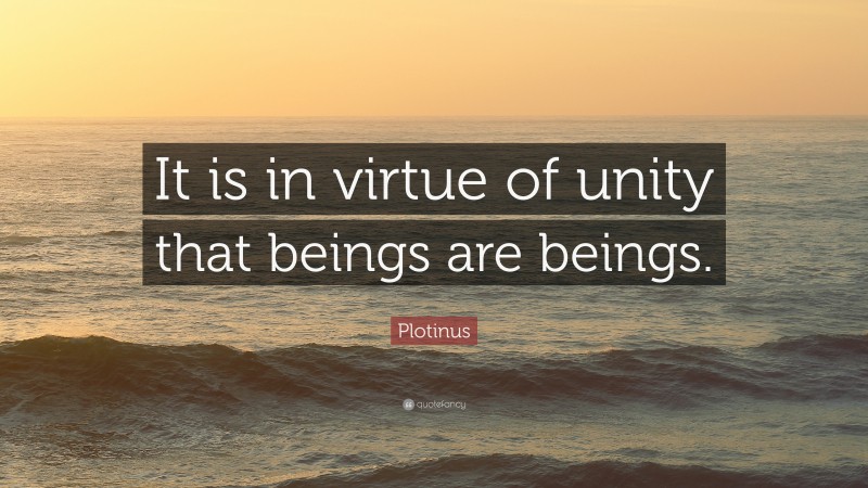 Plotinus Quote: “It is in virtue of unity that beings are beings.”