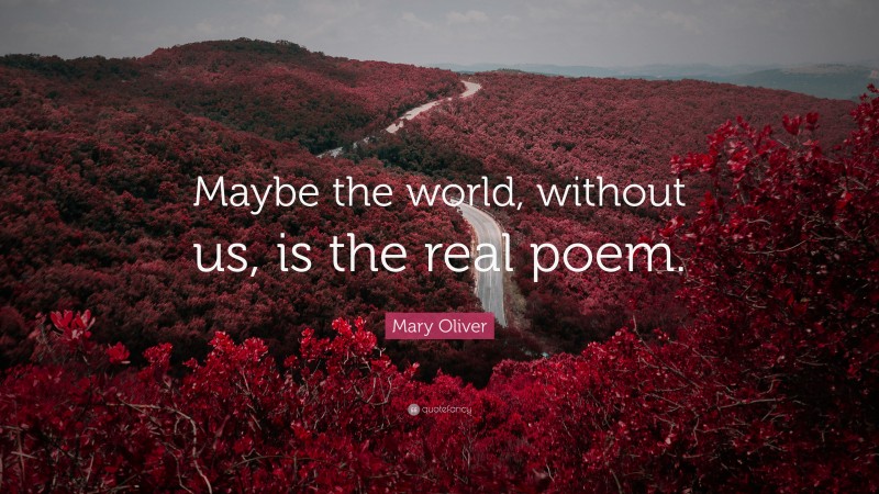 Mary Oliver Quote: “Maybe the world, without us, is the real poem.”
