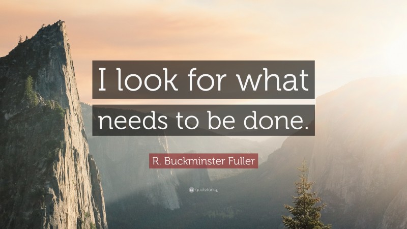 R. Buckminster Fuller Quote: “I look for what needs to be done.”