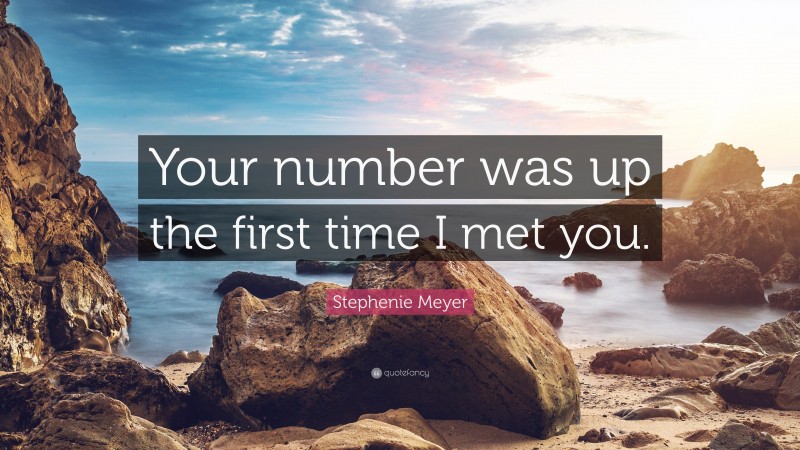 Stephenie Meyer Quote: “Your number was up the first time I met you.”