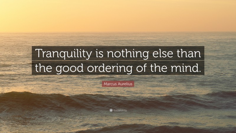 Marcus Aurelius Quote: “Tranquility is nothing else than the good ordering of the mind.”